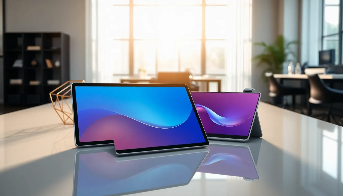 various Samsung Galaxy tablets displayed on a modern surface.
